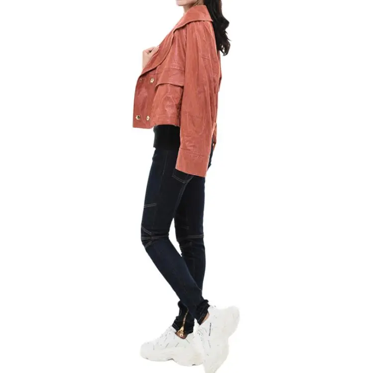 GIORGIO ARMANI Leather Jacket Women's Pink-7
