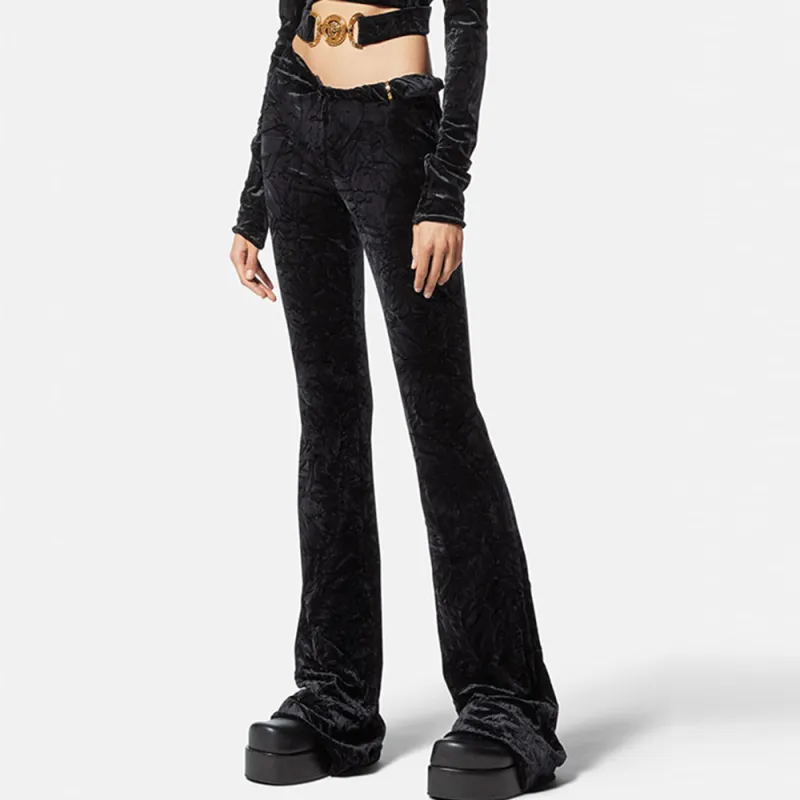 VERSACE Flared Velvet Trousers-1