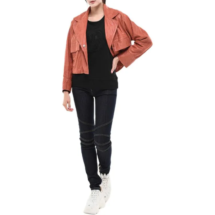 GIORGIO ARMANI Leather Jacket Women's Pink-3