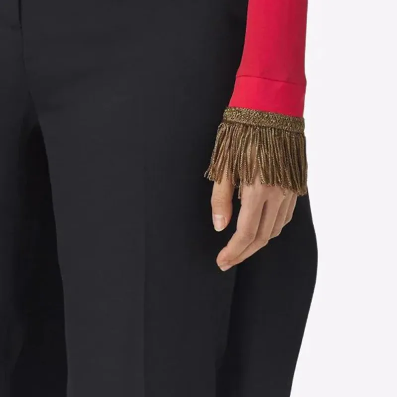 Burberry Cut Out Detail Wool Tailored Trousers 'Black'-5