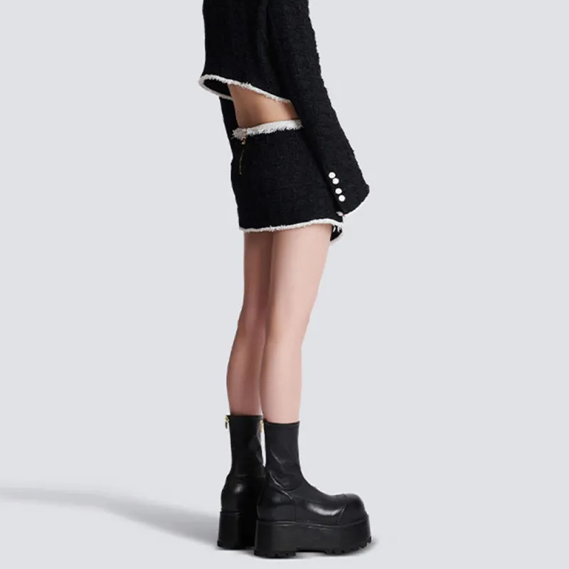 BALMAIN FW22 Cropped Coats Women's Black-5