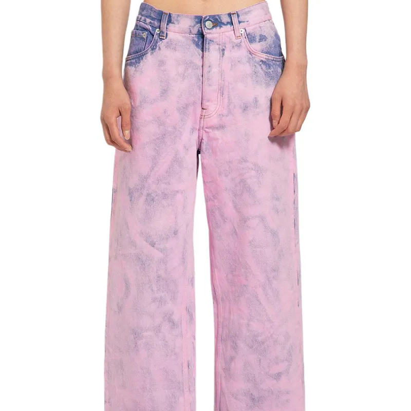 DRIES VAN NOTEN Dyed Vintage Effect Wide Leg Jeans-4