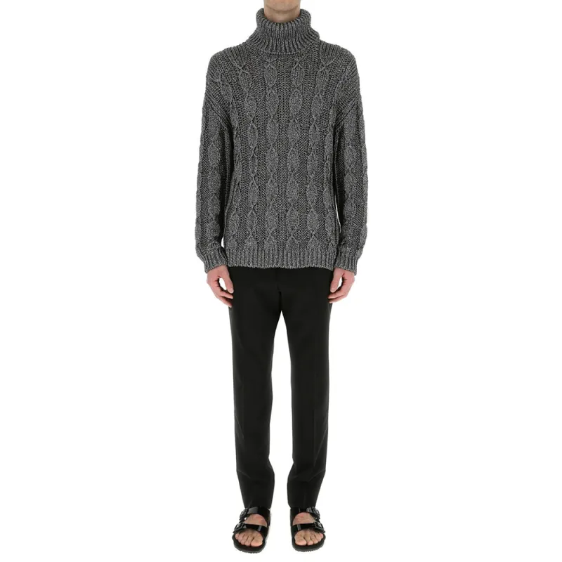SAINT LAURENT Cable Knit Long Sleeved Jumper-2
