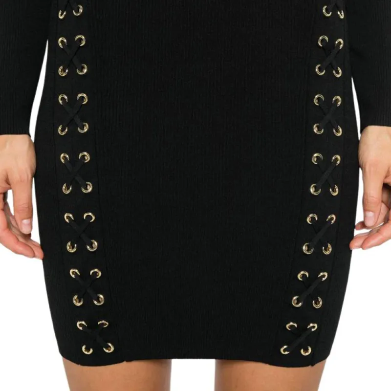 MICHAEL KORS Ribbed Stretch Knit Lace-Up Dress-2