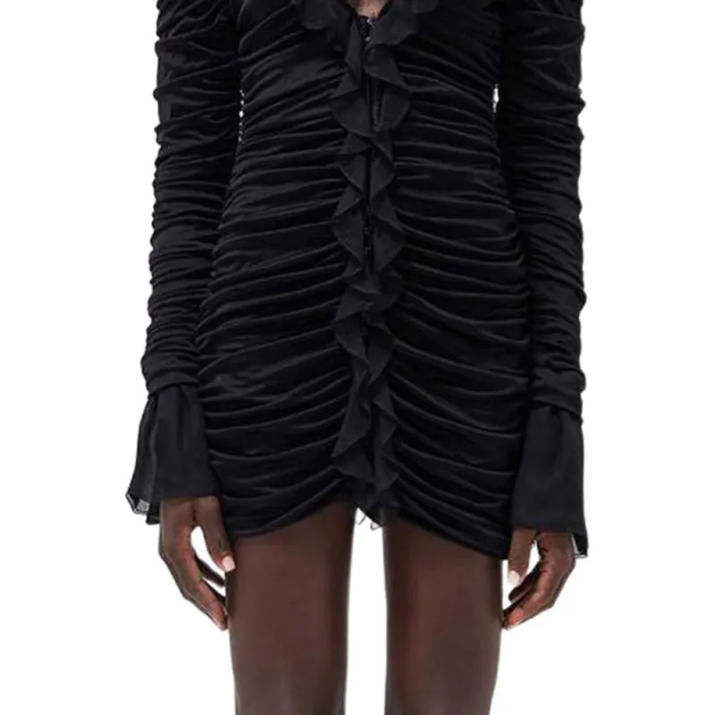 Blumarine Blumarin Ruffle Detailed Runched Dress-3
