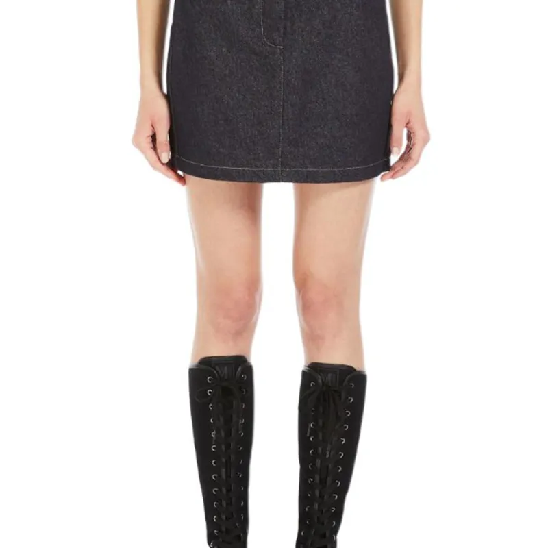 MaxMara Logo Embroidered Denim Skirt-4