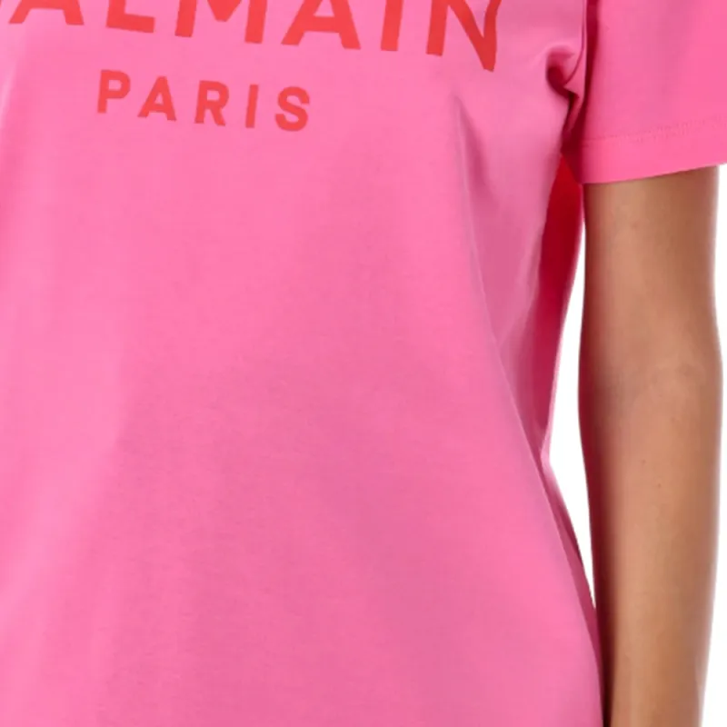 BALMAIN Logo Printed Crewneck T Shirt-3
