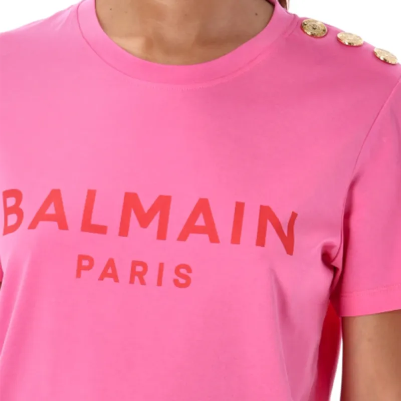 BALMAIN Logo Printed Crewneck T Shirt-2
