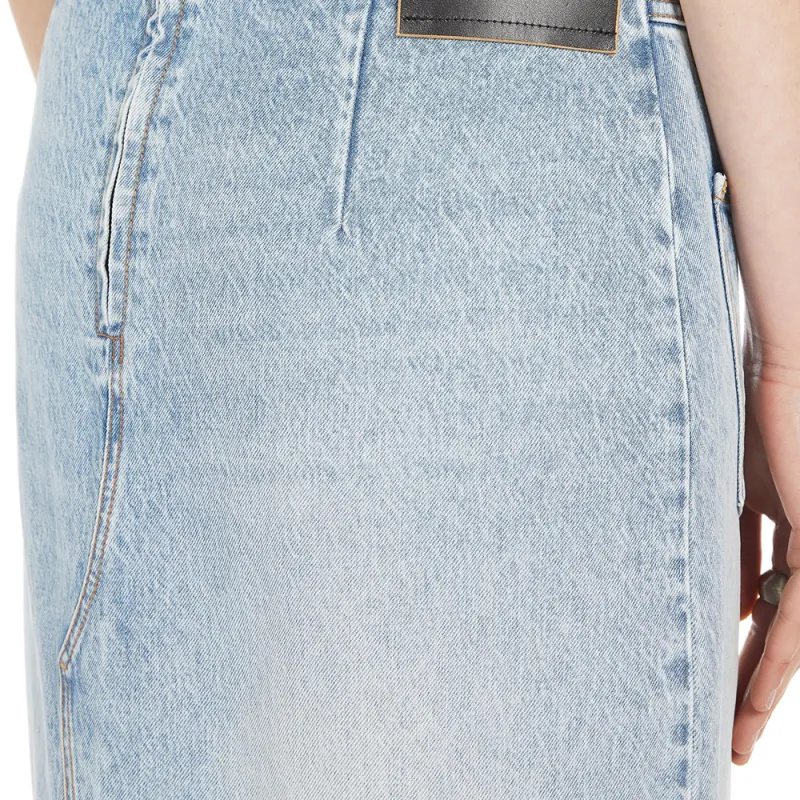 SportMa Piave Collection Long Skirt In Worn Denim Casual Long Skirts Women's Blue-3