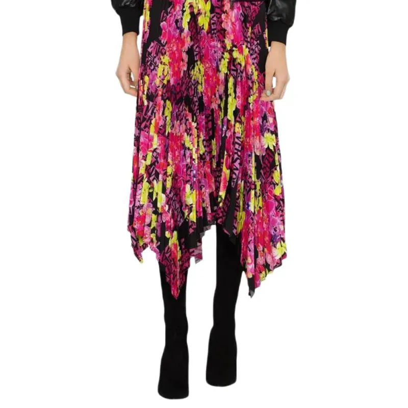 VERSACE Allover Floral Printed Pleated Skirt-5
