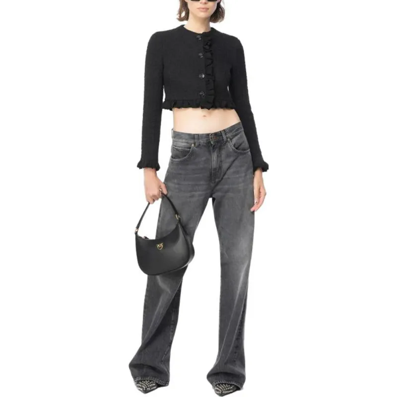 PINKO Giacca Corta Tweed Con Rouches Jackets & Coats Women's Black-2