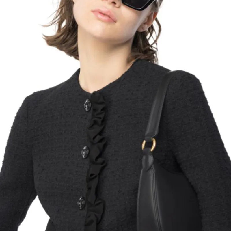 PINKO Giacca Corta Tweed Con Rouches Jackets & Coats Women's Black-3