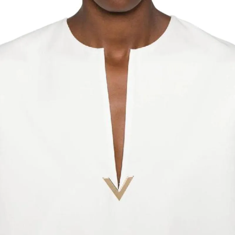Valentino Logo Plaque V Neck Top-5