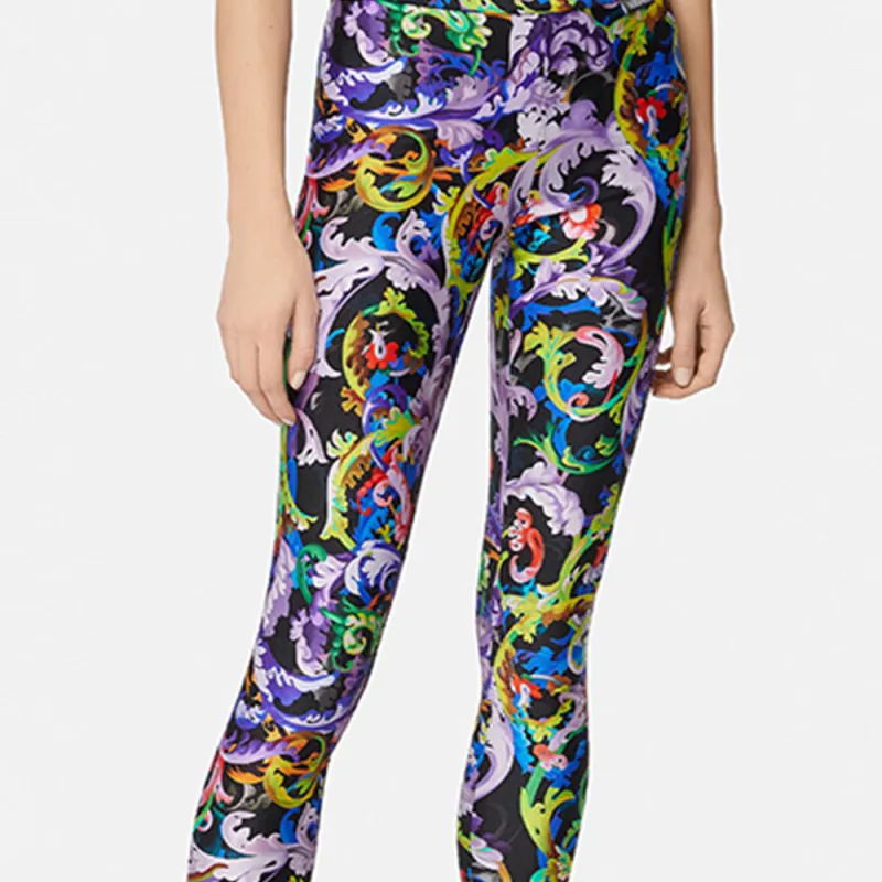VERSACE Baroque-print Flared Leggings-1