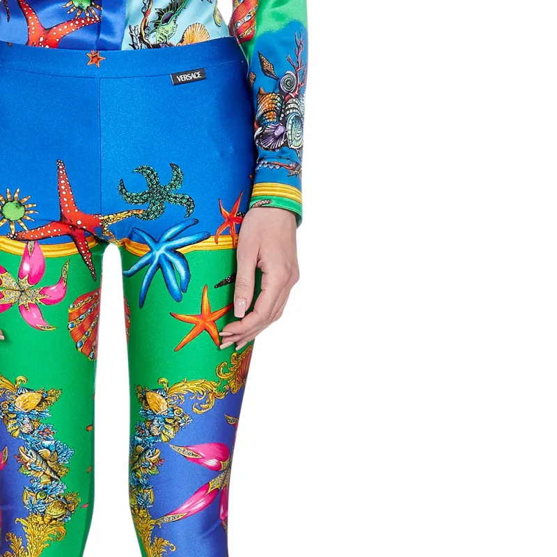 VERSACE Leggings Women's Blue-4