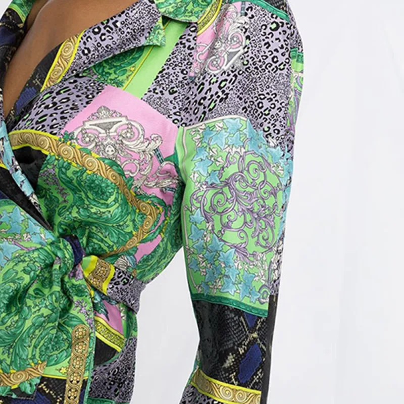 VERSACE Barocco Patchwork Print Cropped Silk Shirt 'Multicolor'-5