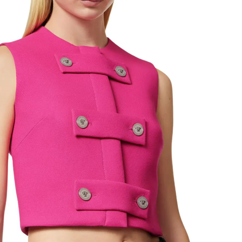 VERSACE Medusa Twill Sleeveless Cropped Top-4