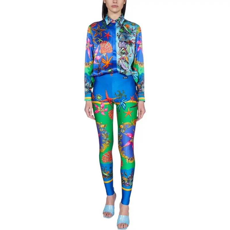 VERSACE Leggings Women's Blue-1