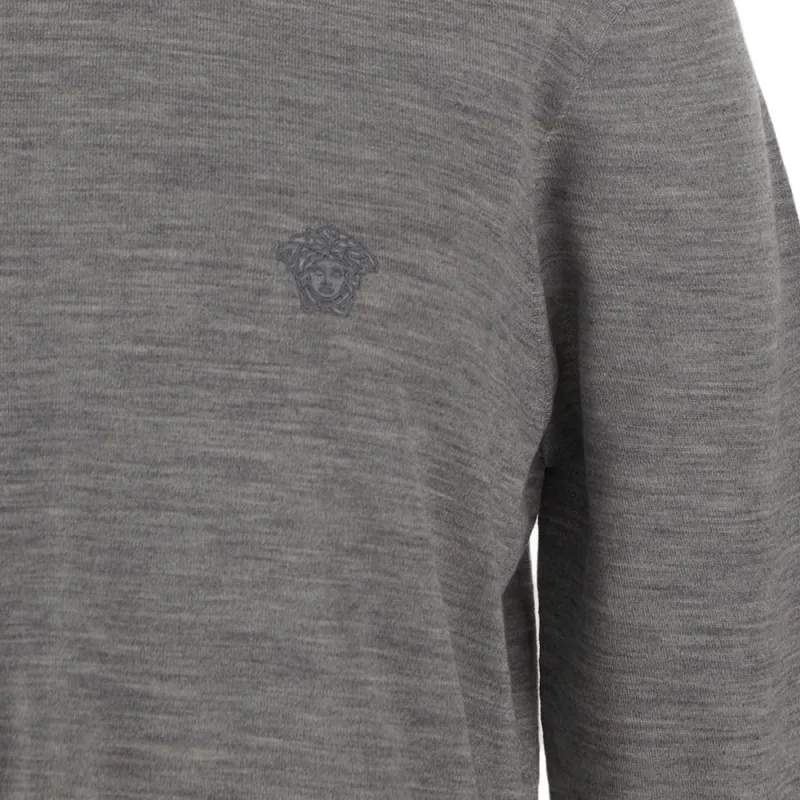 VERSACE Logo Embroidered Crewneck Knitted Jumper-3