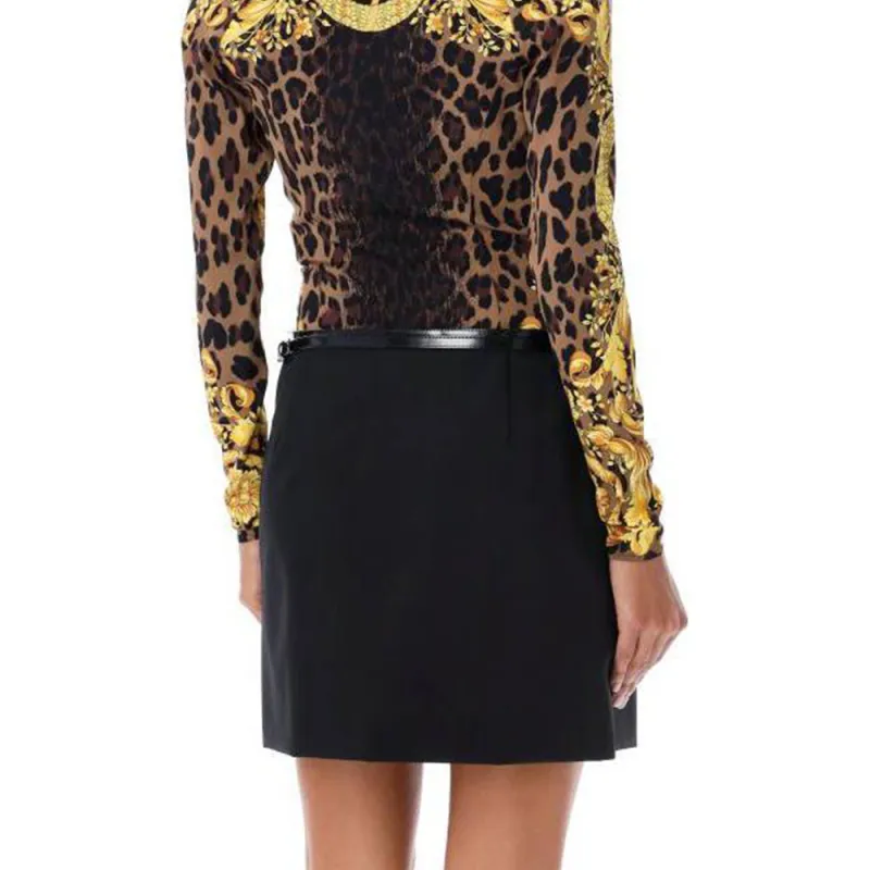 VERSACE Pattern Printed Draped Bodysuit-4