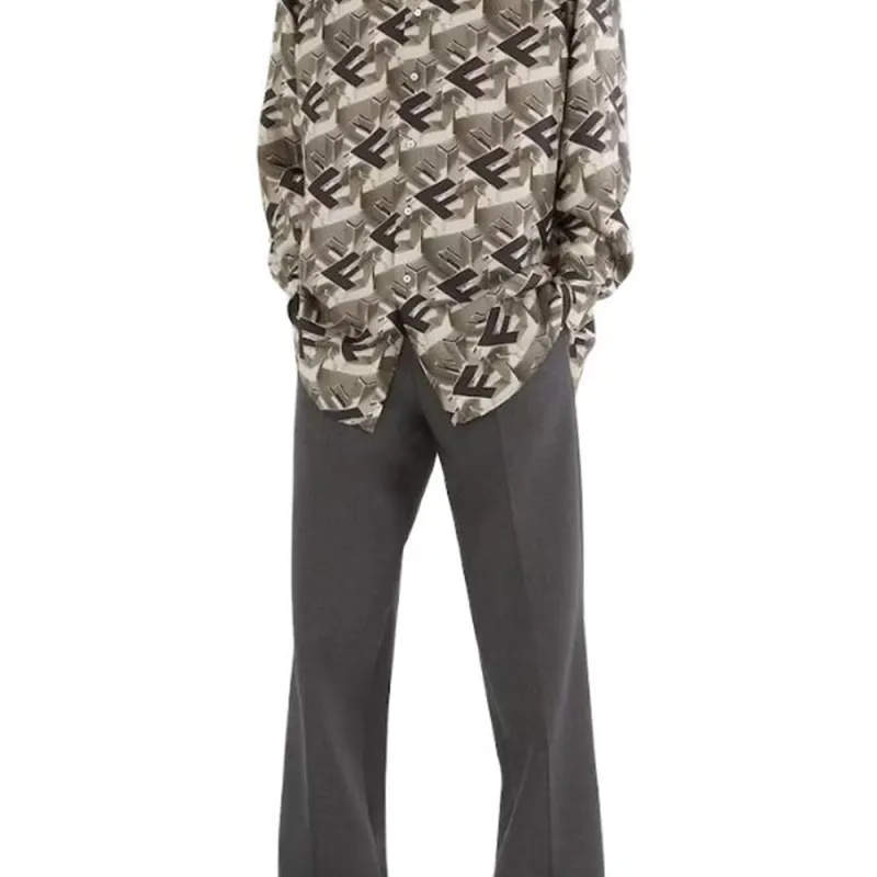 FENDI All-Over Logo Printed Oversized Shirt-4