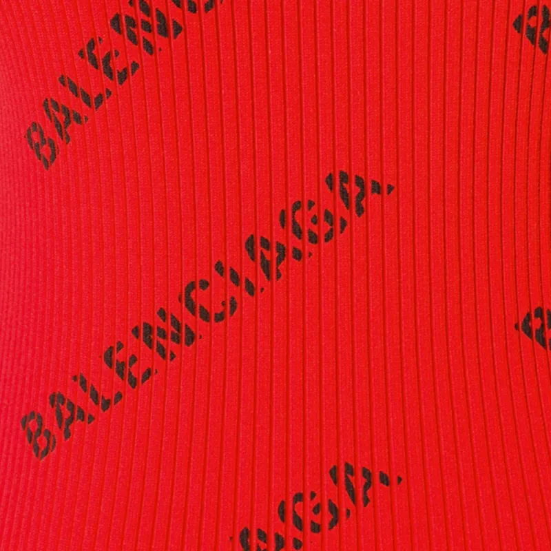 Balenciaga All Over Logo Turtleneck 'Red'-6