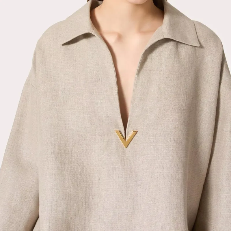 Valentino Logo Plaque V-Neck Blouse-5