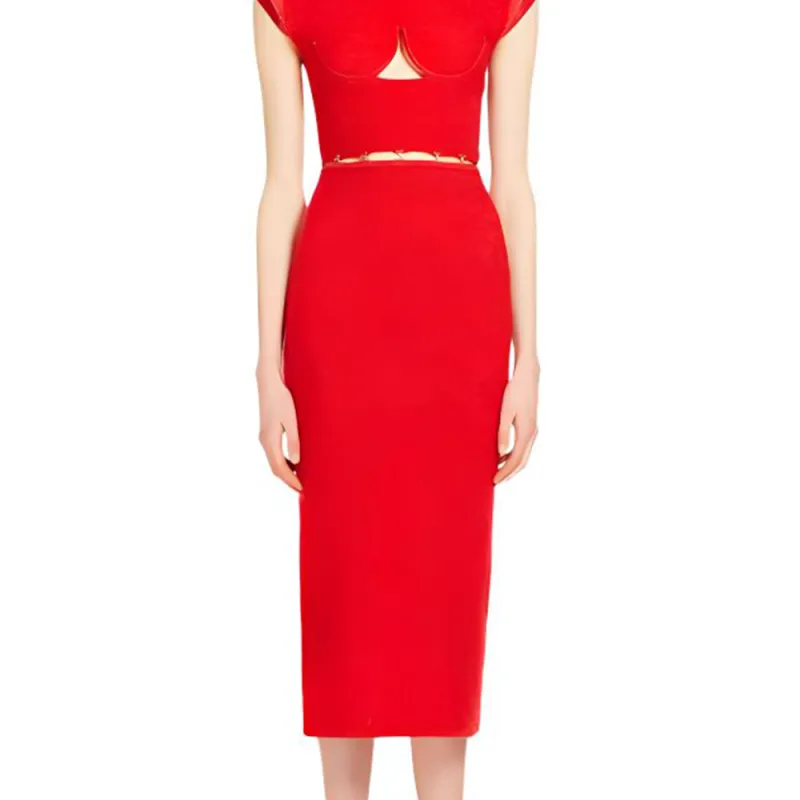 SportMax Cut Out High Neck Dress-4