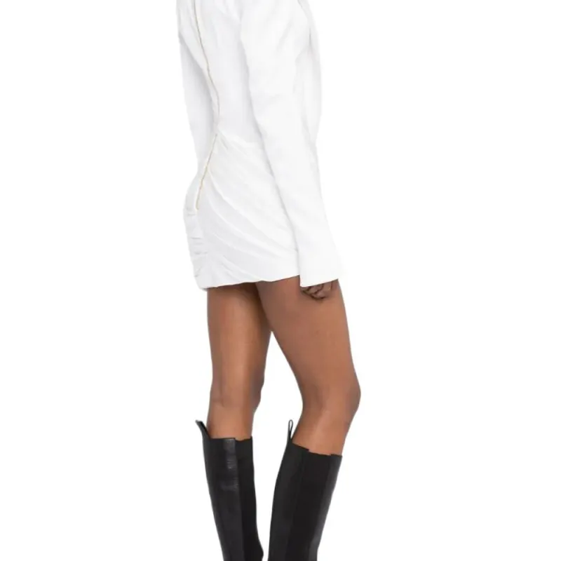BALMAIN SS22 Long Sleeved Dress Women's White-1
