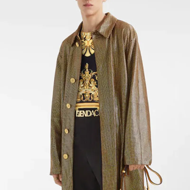 FENDI FENDI X VERSACE SS22 Leather Jacket Men's Brown-2