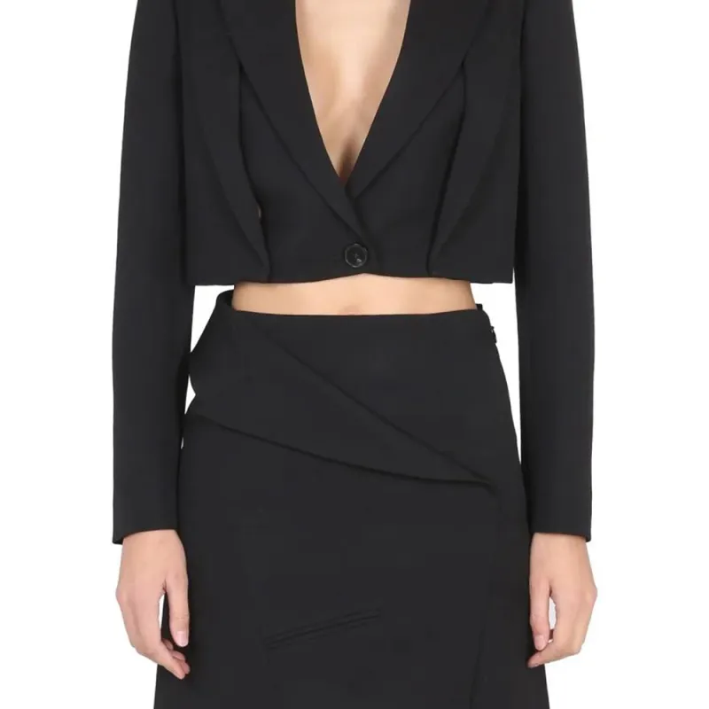 Alexander McQueen Cropped Knit Tailored Jacket-4