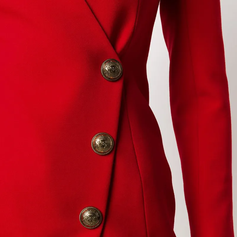 BALMAIN Long-Sleeved Dresses Women's Red-2