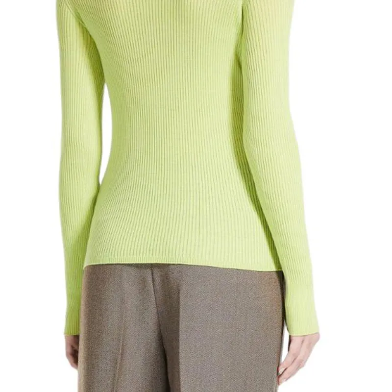 SportMa Flavia Collection Pure Virgin Wool Mock Polo-Neck Sweater Sweater Women's Yellow Green-2