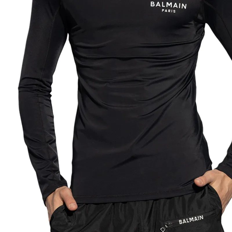 BALMAIN Long Sleeved Logo Printed Swim Top-3