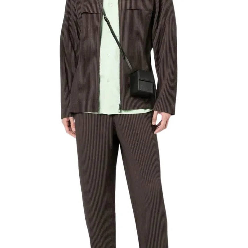 Homme Plissé Issey Miyake FW22 Casual Pants Men's Dark Brown-3