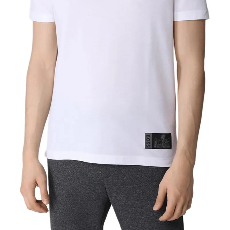 HUGO BOSS x NFL Collaboration Cotton Polo Shirt With Metallic Print Polo Shirt Men's White-5