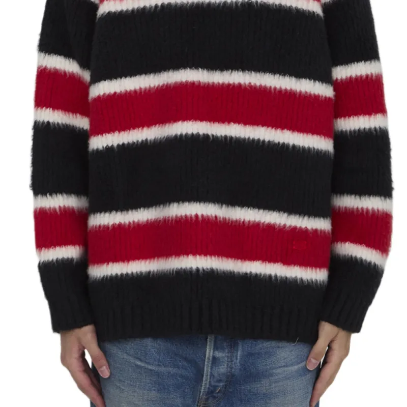 CELINE Oversized Crew Neck Sweater In Brushed Striped Cotton-4