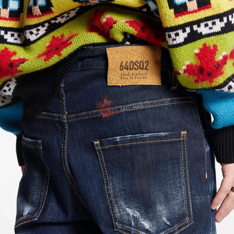 DSQUARED 2 Illustrated Straight Leg Distressed Skinny Jeans-4
