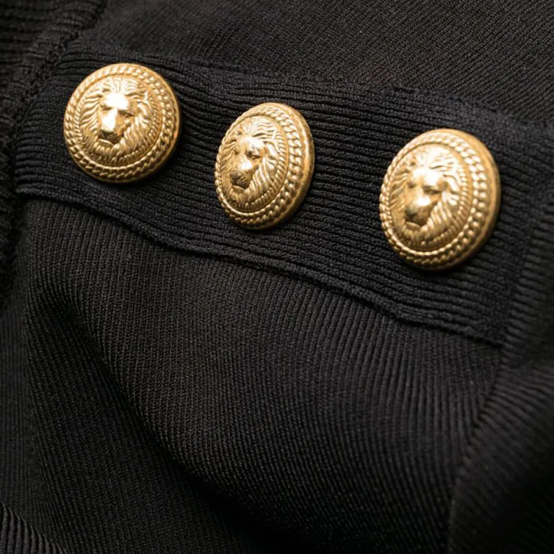 BALMAIN Fire Knit Dress 'Black/Yellow'-4
