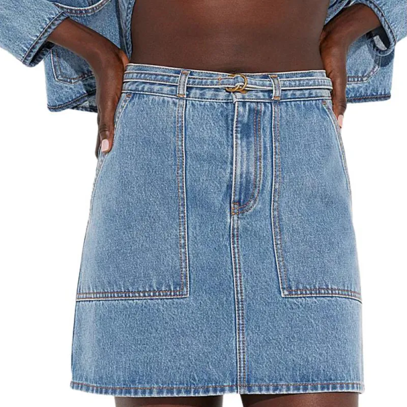 COACH SS23 Denim Short Skirts Women's Blue-3