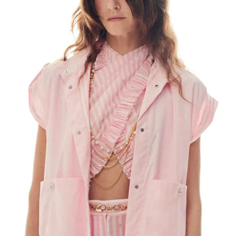 CHANEL 24 New Spring And Summer Arrivals Jackets Coats Women's Light Pink Red-3