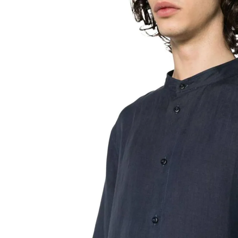 Brunello Cucinelli Band-collar Hemp Shirt-4