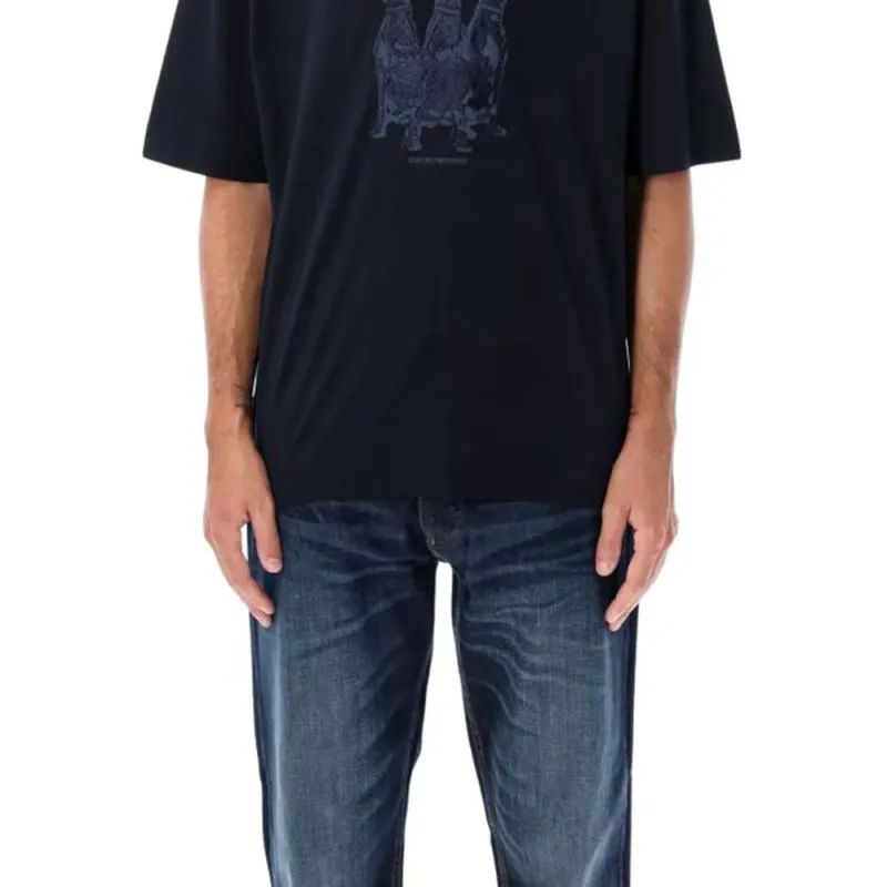 EMPORIO ARMANI Dog Embroidered Crewneck T Shirt-3