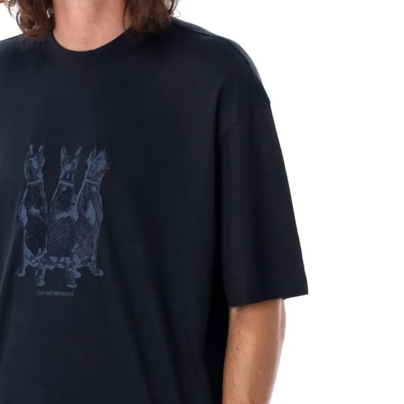 EMPORIO ARMANI Dog Embroidered Crewneck T Shirt-2