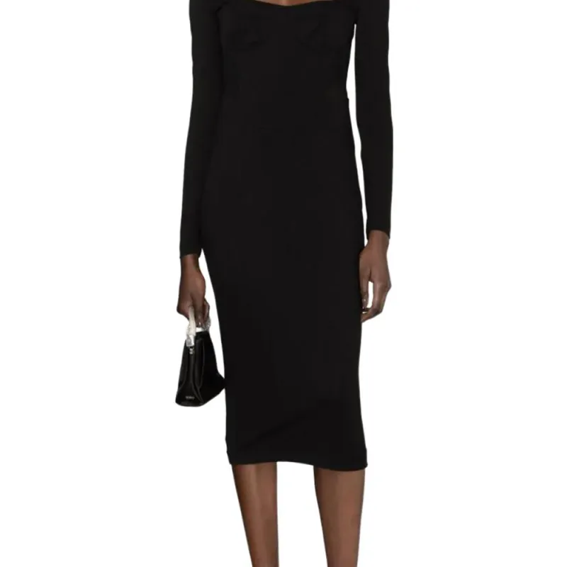 PINKO Long Sleeved Midi Corset Dress-3