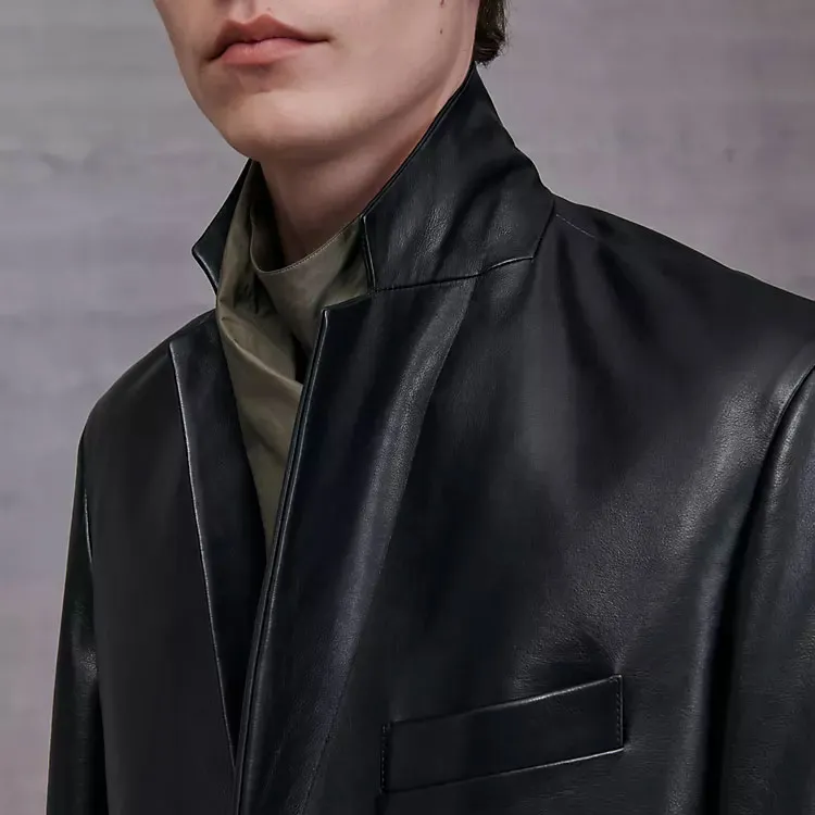 HERMES SS23 Leather Jacket Men's Black-3