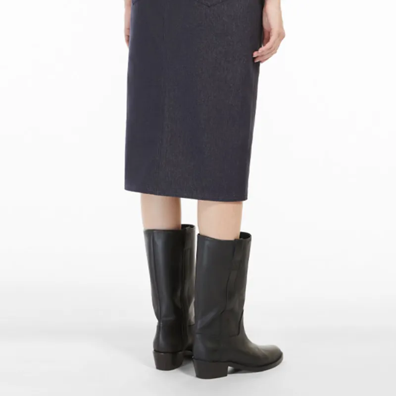 MaxMara Denim Long Skirt Women's Blue-5