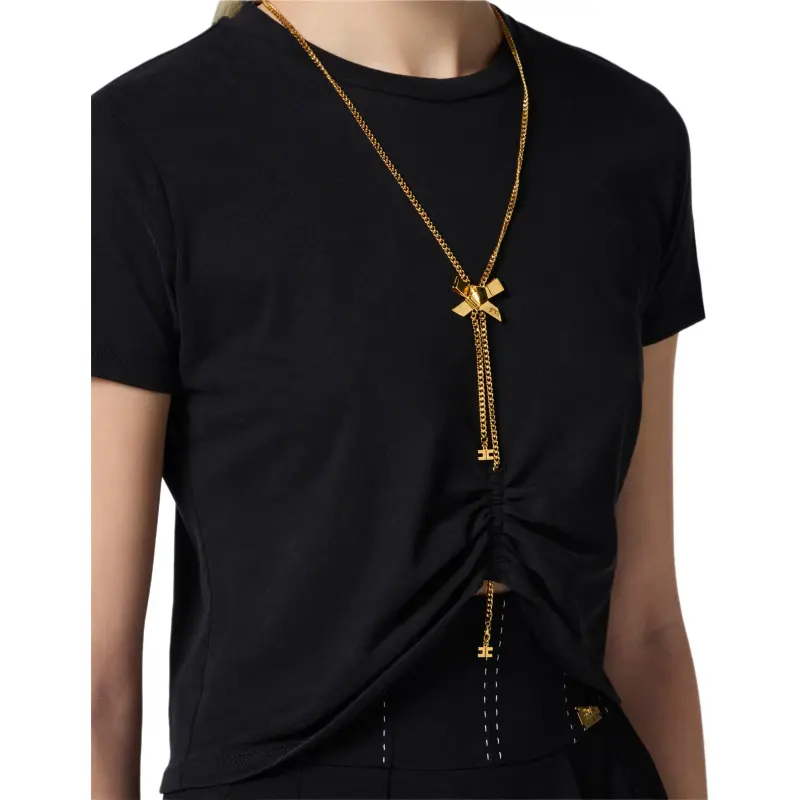 Elisabetta Franchi Bow Necklace Jersey T shirt-4