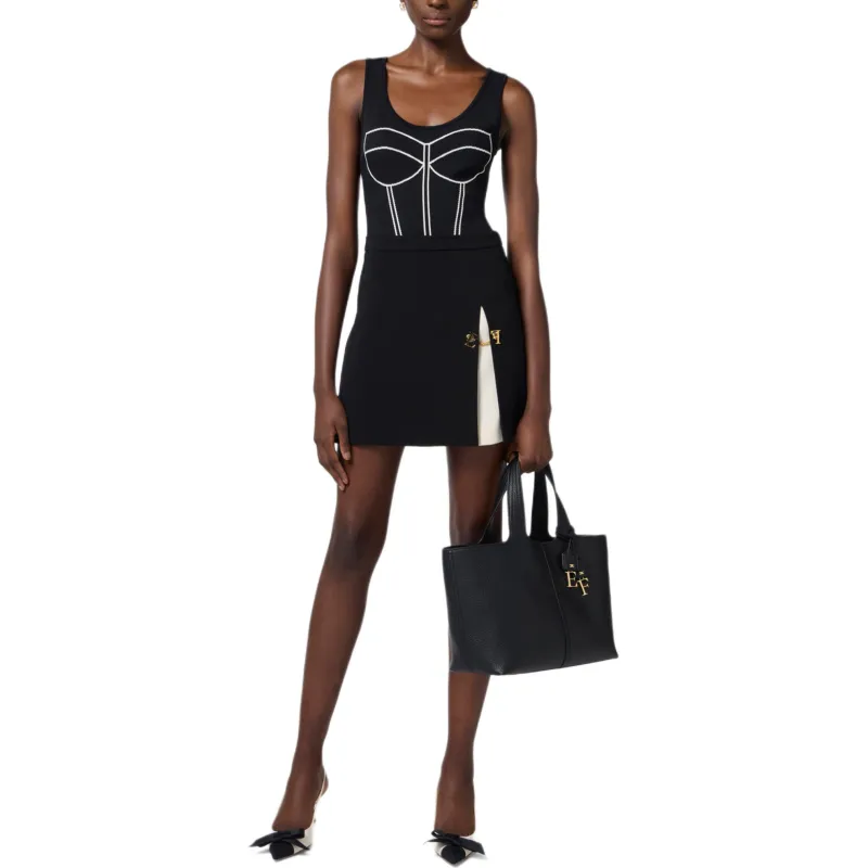 Elisabetta Franchi Two Tone Crêpe Miniskirt-2