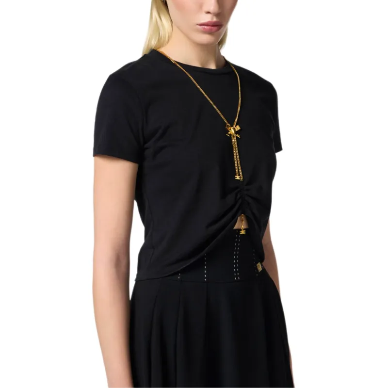 Elisabetta Franchi Bow Necklace Jersey T shirt-3